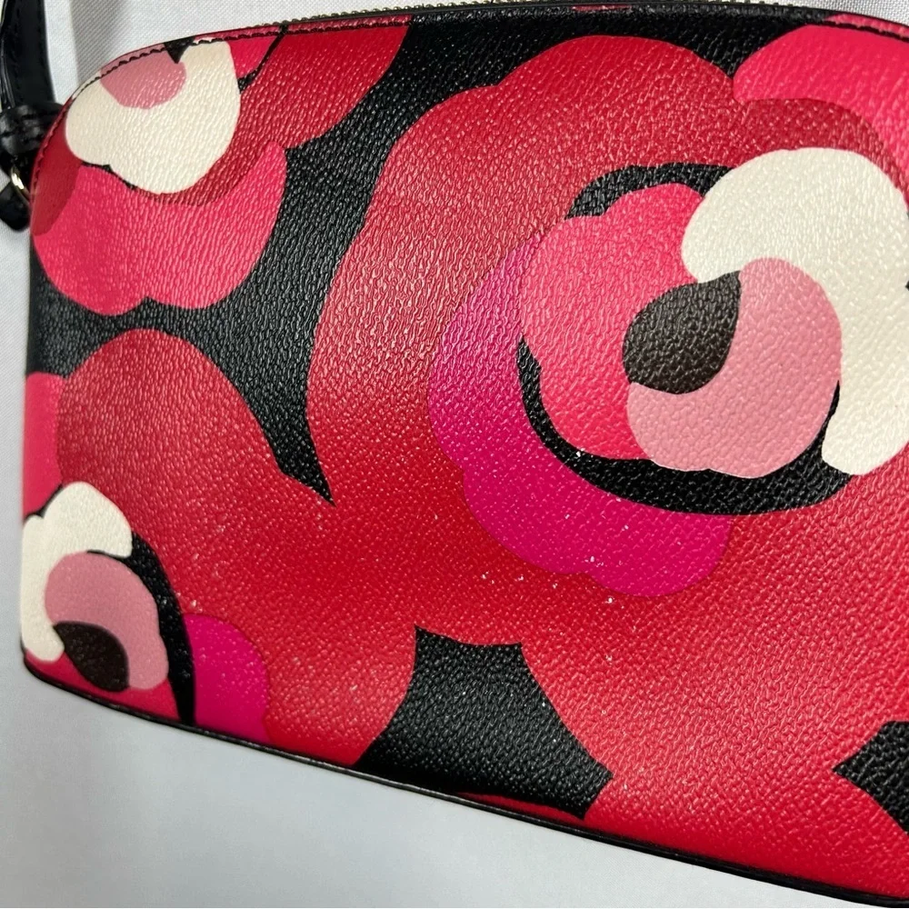 Kate Spade | Leather Floral Crossbody Red Black
